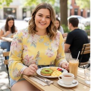 Pink Lily Yellow Floral Top w/ Bell Sleeves
